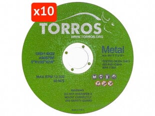 Griešanas disks metālam TORROS 125*1,0*22,2 (10 gab.) cena un informācija | Slīpmašīnas | 220.lv