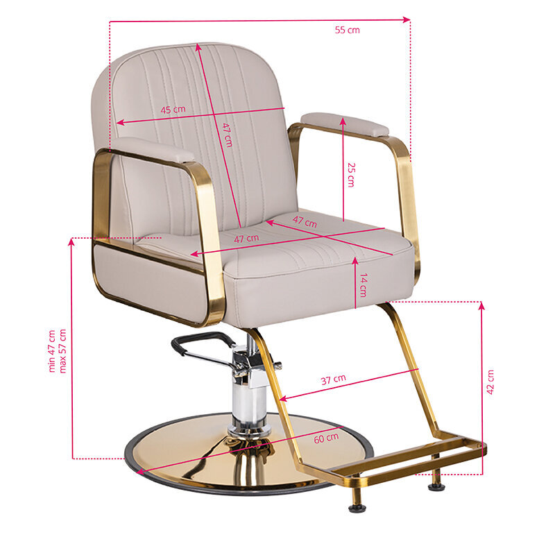 Profesionāls friziera krēsls GABBIANO ARCI, bēšs ar zelta detaļām cena un informācija | Mēbeles skaistumkopšanas saloniem | 220.lv