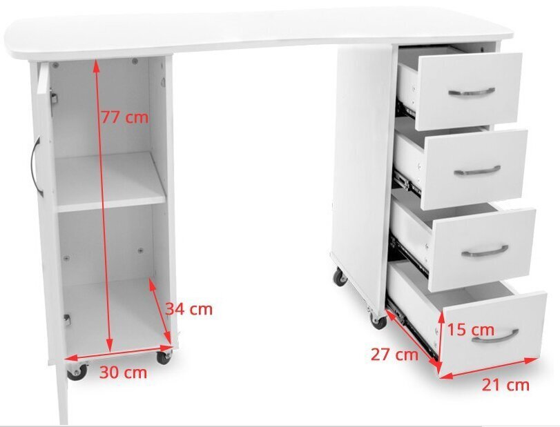 Profesionāls manikīra galds 2027 BP, balts cena un informācija | Mēbeles skaistumkopšanas saloniem | 220.lv