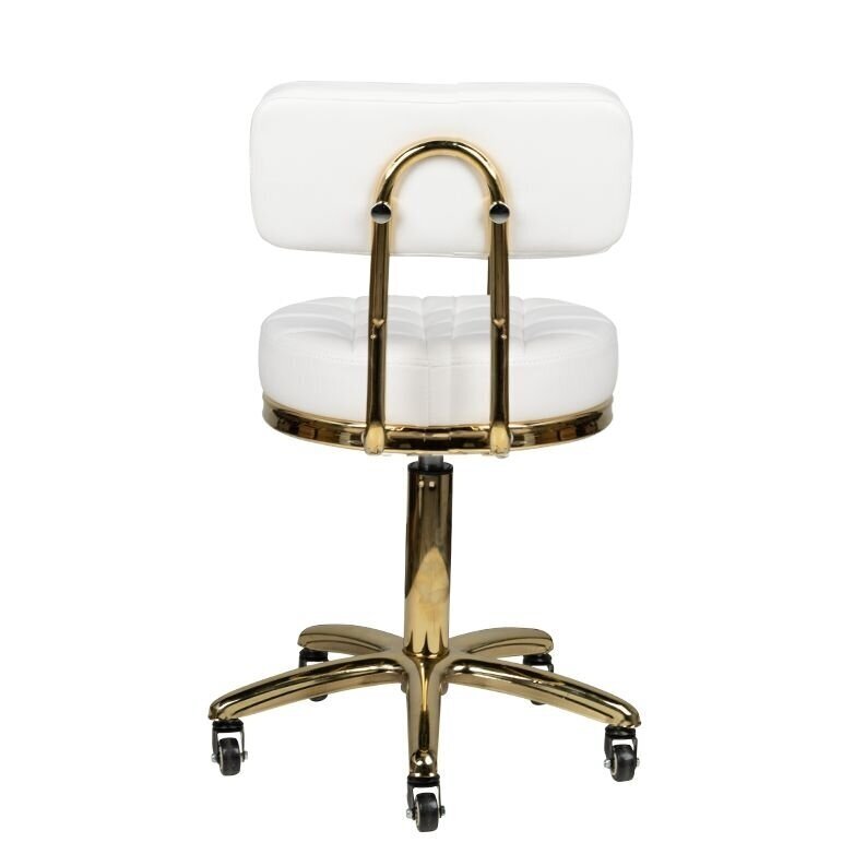 Profesionāls krēsls-ķeblītis skaistumkopšanas meistaram GOLD AM-961, balts cena un informācija | Mēbeles skaistumkopšanas saloniem | 220.lv