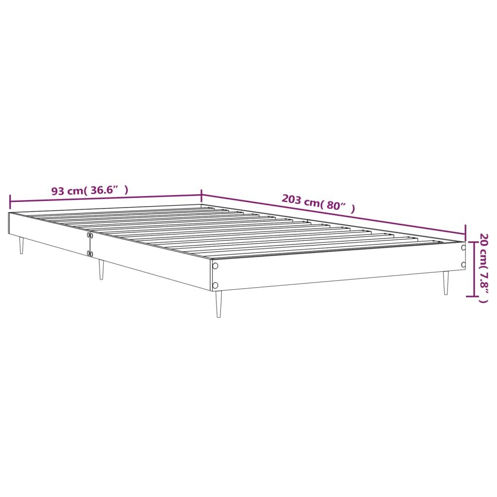 vidaXL gultas rāmis, ozolkoka krāsā, 90x200 cm, inženierijas koks cena un informācija | Gultas | 220.lv