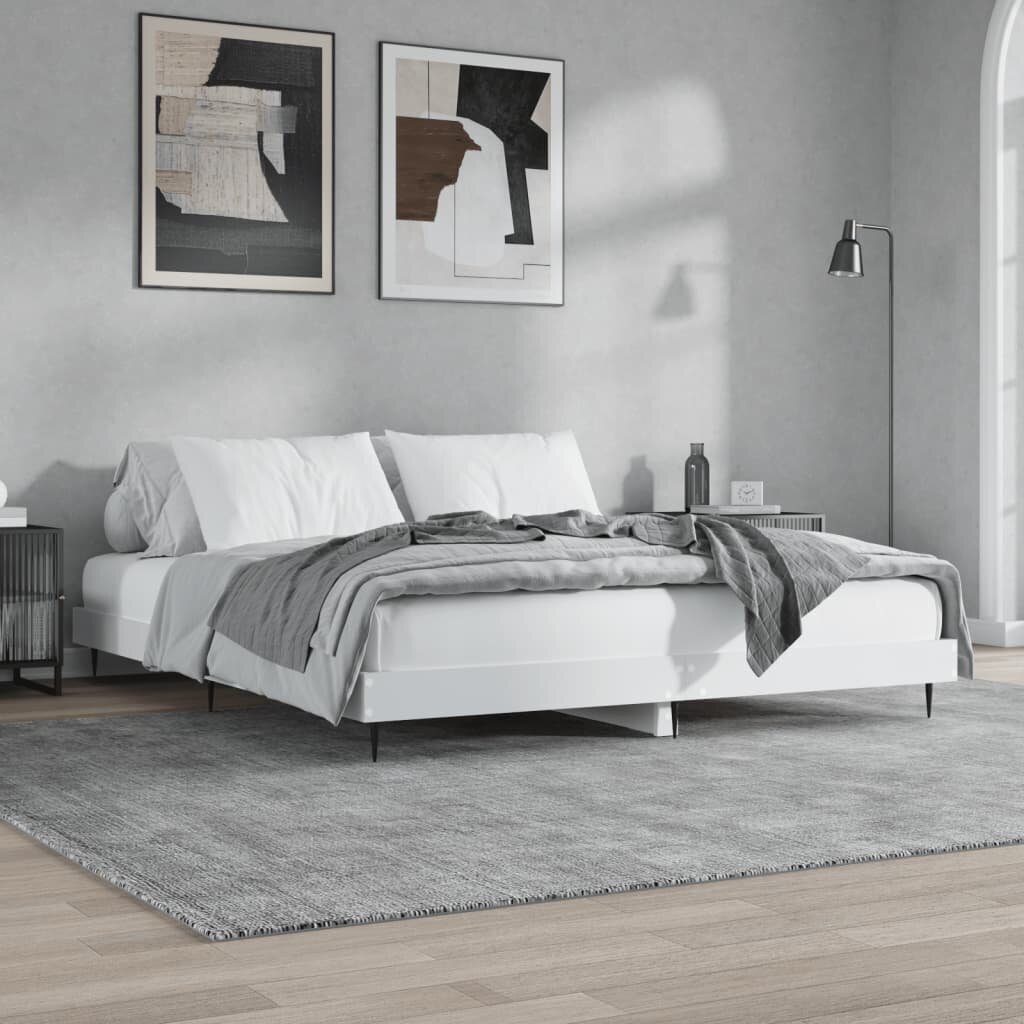 vidaXL gultas rāmis, balts, 160x200 cm, inženierijas koks cena un informācija | Gultas | 220.lv