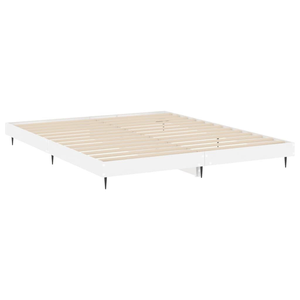 vidaXL gultas rāmis, 160x200 cm, inženierijas koks, spīdīgi balts cena un informācija | Gultas | 220.lv