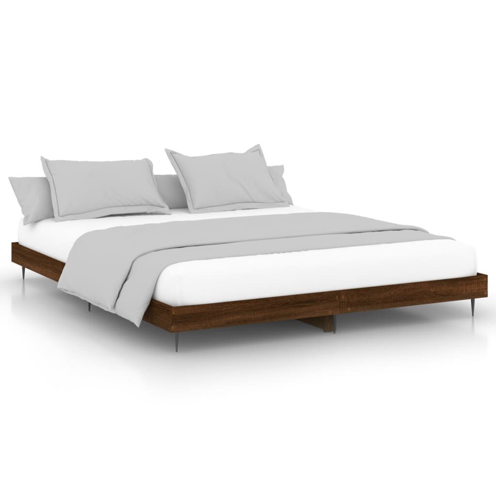 vidaXL gultas rāmis, ozolkoka krāsā, 140x200 cm, inženierijas koks cena un informācija | Gultas | 220.lv
