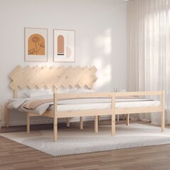 vidaXL gultas rāmis ar galvgali, 200x200 cm, masīvkoks cena un informācija | Gultas | 220.lv