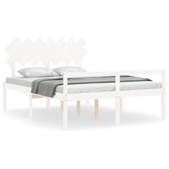 vidaXL gultas rāmis ar galvgali, King size izmērs, masīvkoks, balts цена и информация | Кровати | 220.lv