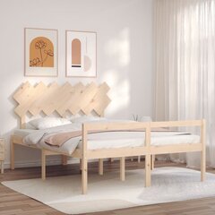 vidaXL gultas rāmis ar galvgali, 140x190 cm, masīvkoks cena un informācija | Gultas | 220.lv