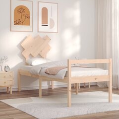 vidaXL gultas rāmis ar galvgali, 2FT6, vienvietīgs, masīvkoks цена и информация | Кровати | 220.lv