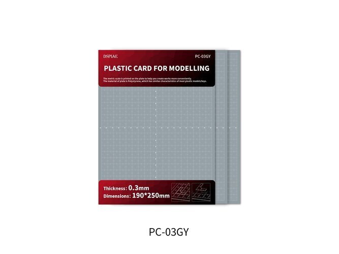 DSPIAE - PC-03GY Plastic Card For Modellin (0,3 mm plastmasas loksnes 3 gab.) cena un informācija | Modelēšanas un zīmēšanas piederumi | 220.lv