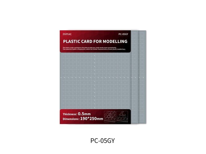 DSPIAE - PC-05GY Plastic Card For Modellin (0,5 mm plastmasas loksnes 3 gab.), DS56721 cena un informācija | Modelēšanas un zīmēšanas piederumi | 220.lv