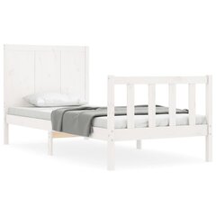 vidaXL gultas rāmis ar galvgali, 100x200 cm, masīvkoks, balts цена и информация | Кровати | 220.lv