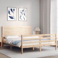 vidaXL gultas rāmis ar galvgali, 5FT, King size izmērs, masīvkoks цена и информация | Кровати | 220.lv