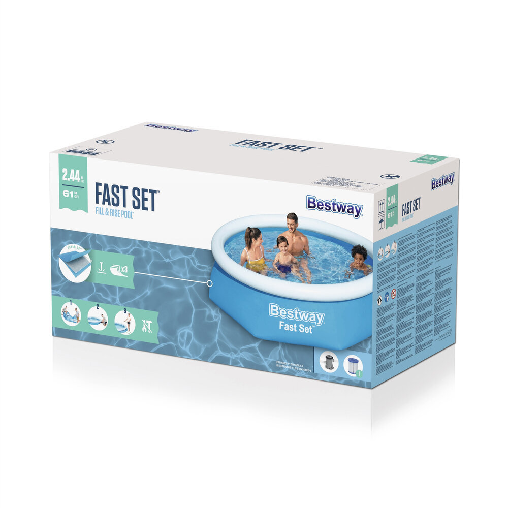 Baseins 244x61cm, Bestway Fast Set, ar filtru cena un informācija | Baseini | 220.lv