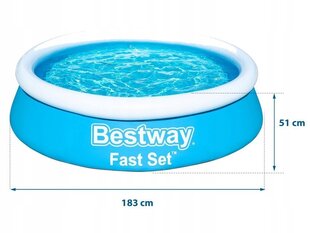 Baseins 183x51cm, Bestway Fast Set, bez filtra cena un informācija | Baseini | 220.lv
