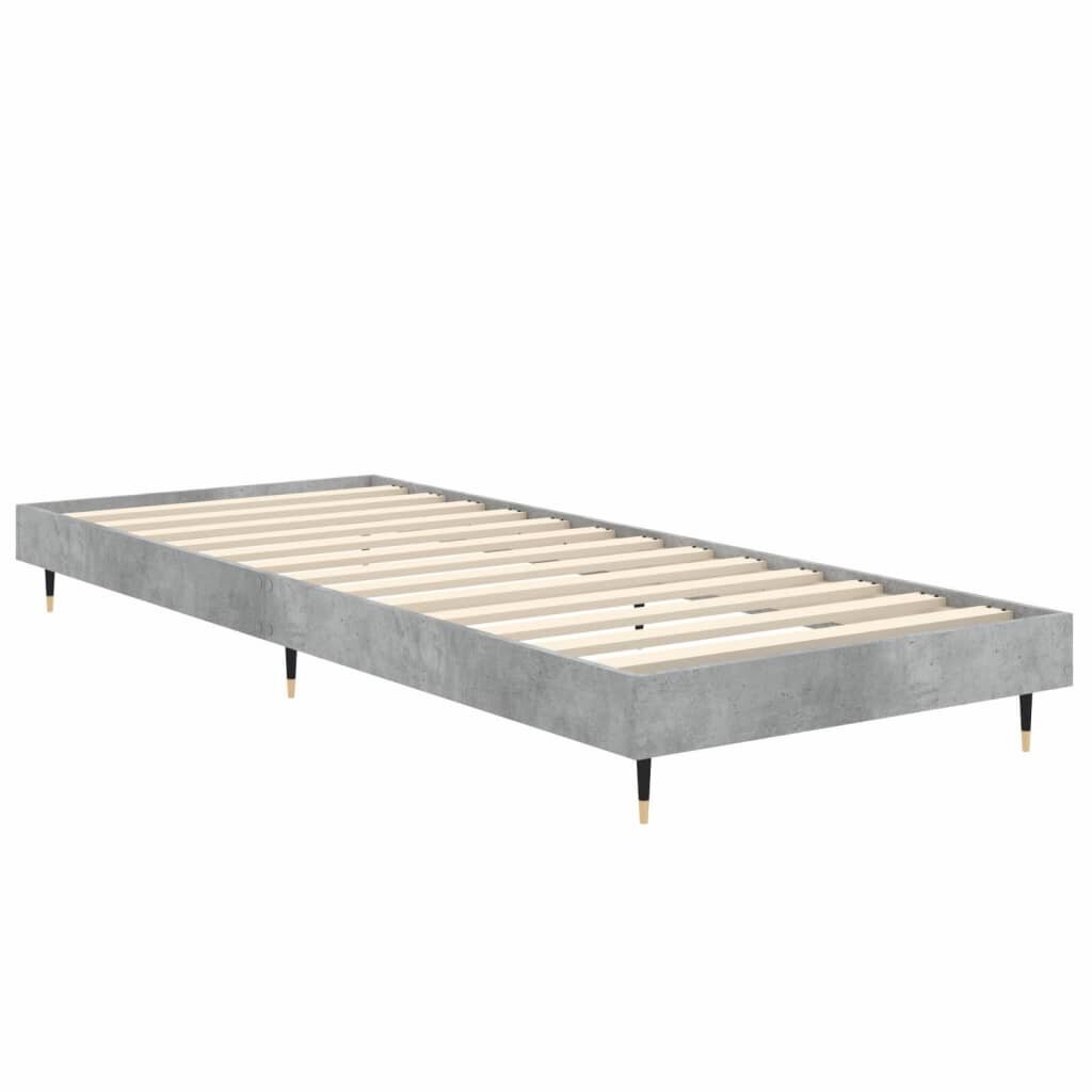 vidaXL gultas rāmis, betona pelēks, 75x190 cm, inženierijas koks cena un informācija | Gultas | 220.lv