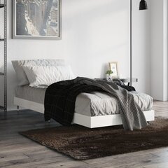vidaXL gultas rāmis, spīdīgi balts, 75x190 cm, inženierijas koks cena un informācija | Gultas | 220.lv