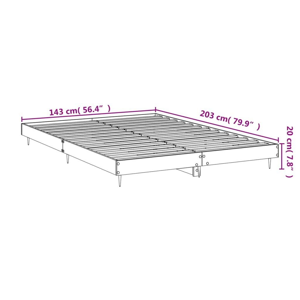 vidaXL gultas rāmis, ozolkoka krāsā, 140x200 cm, inženierijas koks cena un informācija | Gultas | 220.lv