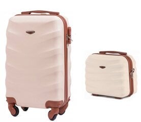 Большой белый чемодан Wings BS402L + дорожная косметичка цена и информация | Чемоданы, дорожные сумки | 220.lv