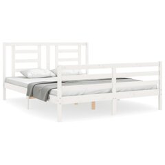 vidaXL gultas rāmis ar galvgali, 160x200 cm, masīvkoks, balts цена и информация | Кровати | 220.lv