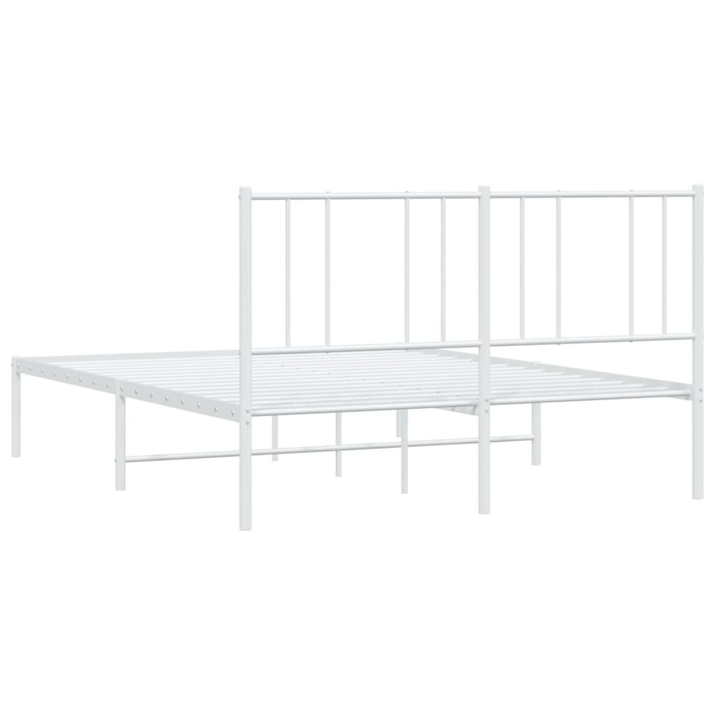 vidaXL gultas rāmis ar galvgali, balts metāls, 120x200 cm cena un informācija | Gultas | 220.lv