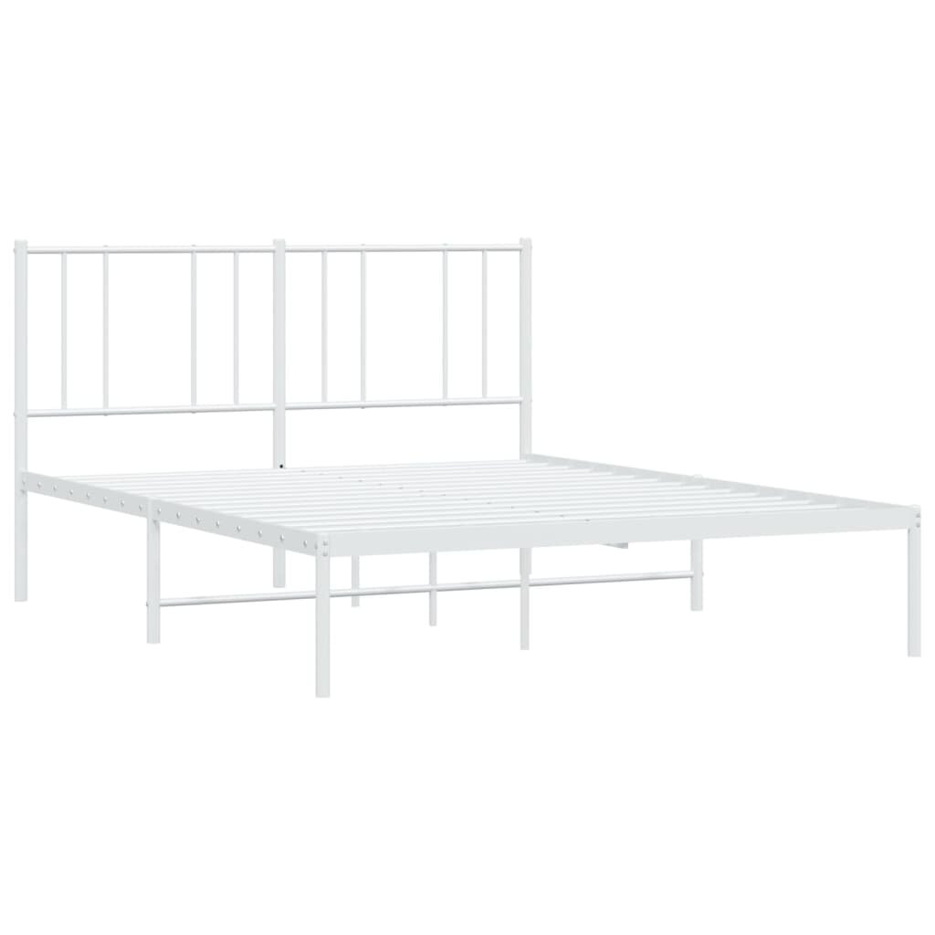 vidaXL gultas rāmis ar galvgali, balts metāls, 120x200 cm цена и информация | Gultas | 220.lv