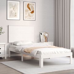 vidaXL gultas rāmis ar galvgali, 2FT6, vienvietīgs, masīvkoks, balts цена и информация | Кровати | 220.lv