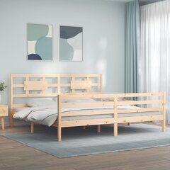 vidaXL gultas rāmis ar galvgali, 6FT, Super King size, masīvkoks цена и информация | Кровати | 220.lv