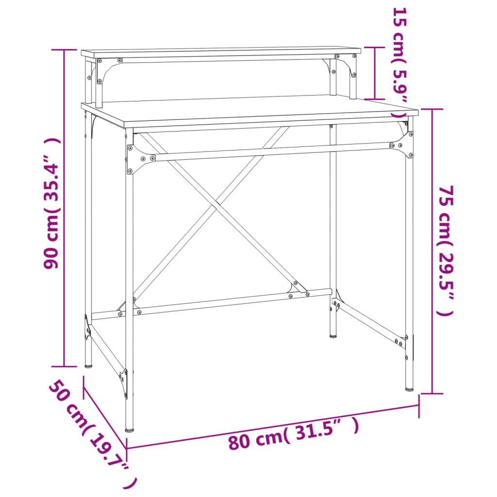 Rakstāmgalds vidaXL, 80x50x90 cm, brūns cena un informācija | Datorgaldi, rakstāmgaldi, biroja galdi | 220.lv