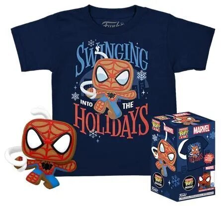 Funko kabatas pop! Tee (bērns): Marvel - Piparkūkas Spider-Man (Īpašais izdevums) Bobble-Head Vinila figūra T-krekls (XL) cena un informācija | Datorspēļu suvenīri | 220.lv