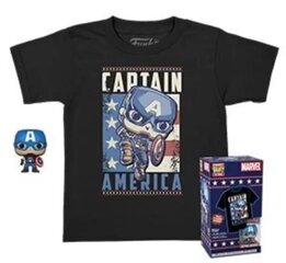 vFunko Pop Pop! Tee (bērns): Marvel - Kapteinis Amerika (speciālizdevums) Bobble-Head vinila figūra (4 cm) T-krekls (M) cena un informācija | Datorspēļu suvenīri | 220.lv