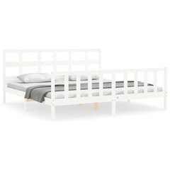 vidaXL gultas rāmis ar galvgali, 6FT, Super King, masīvkoks, balts cena un informācija | Gultas | 220.lv