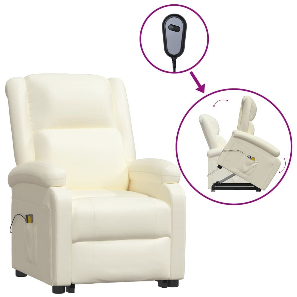 Masāžas krēsls vidaXL, 70x93x98 cm, krēmkrāsas cena un informācija | Atpūtas krēsli | 220.lv