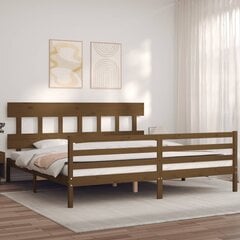 vidaXL gultas rāmis ar galvgali, medus brūns, 200x200 cm, masīvkoks цена и информация | Кровати | 220.lv