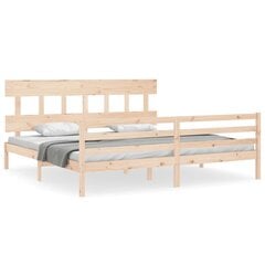 vidaXL gultas rāmis ar galvgali, 6FT, Super King size, masīvkoks цена и информация | Кровати | 220.lv