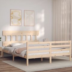 vidaXL gultas rāmis ar galvgali, 5FT, King size izmērs, masīvkoks цена и информация | Кровати | 220.lv