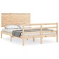 vidaXL gultas rāmis ar galvgali, 120x200 cm, masīvkoks cena un informācija | Gultas | 220.lv
