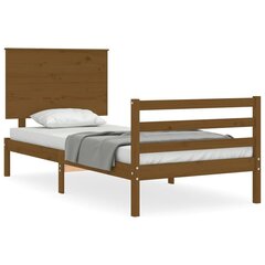 vidaXL gultas rāmis ar galvgali, brūns, masīvkoks, 90x200 cm цена и информация | Кровати | 220.lv