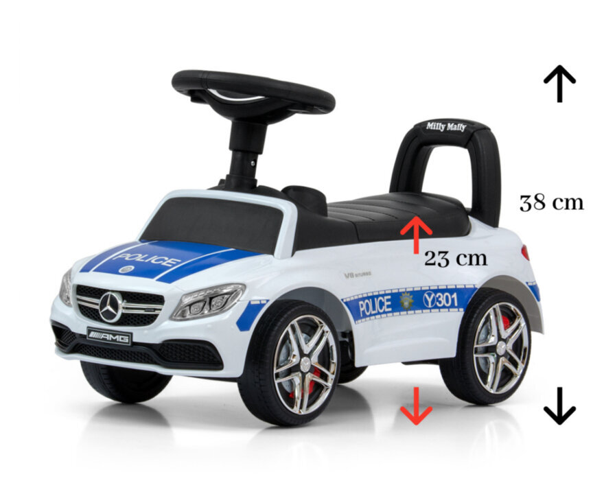 Auto bērniem, Mercedes-AMG C63 Coupe Police S, krāsa: zila/balta/melna cena un informācija | Rotaļlietas zīdaiņiem | 220.lv