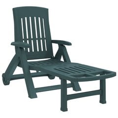 Salokāms sauļošanās zvilnis ar riteņiem vidaXL, 160x71x101 cm, zaļš cena un informācija | Sauļošanās krēsli | 220.lv