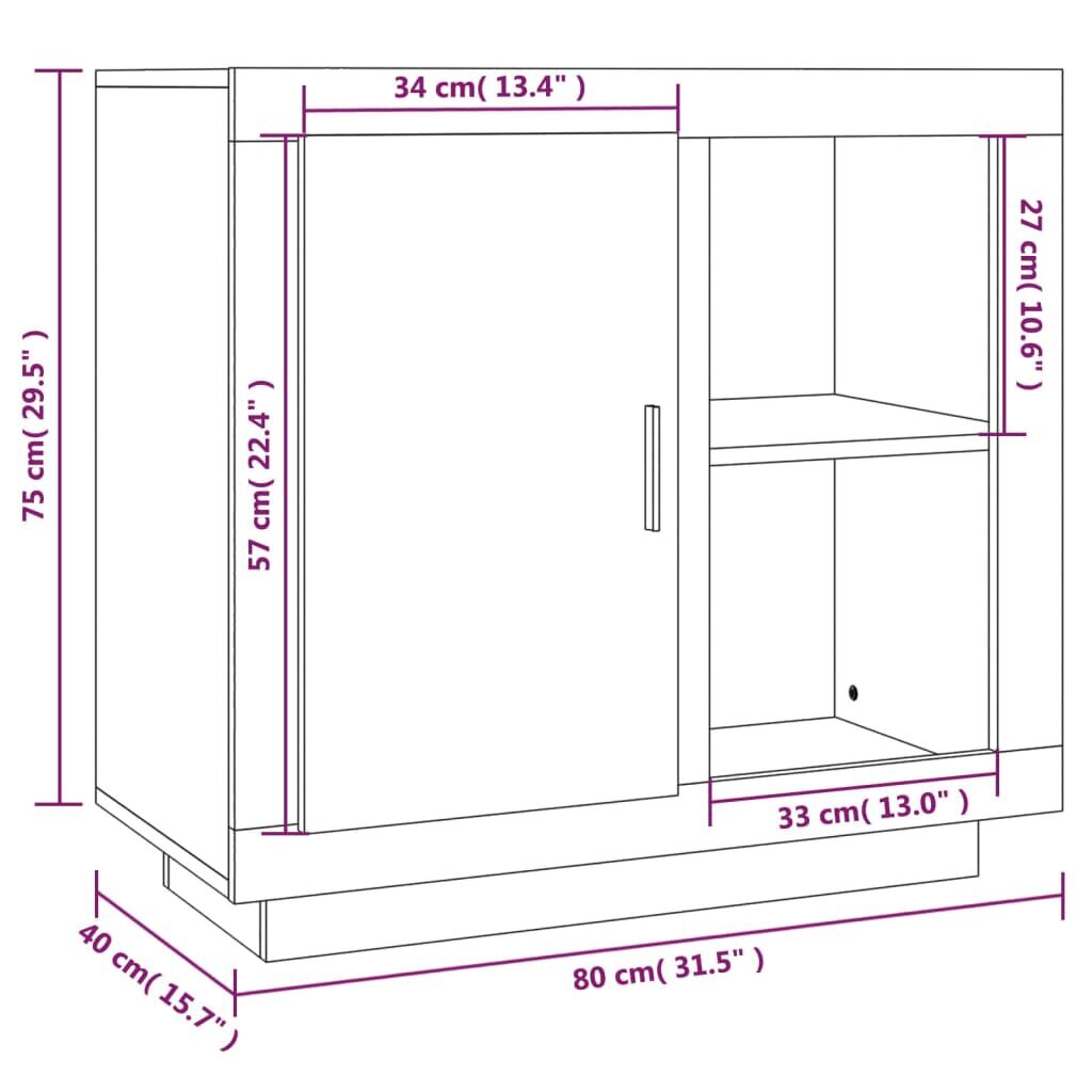 Kumode vidaXL, 80x40x75 cm, pelēks cena un informācija | Kumodes | 220.lv