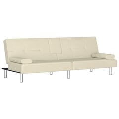 Dīvāns ar glāžu turētājiem vidaXL, 200x89x70 cm, krēmkrāsas цена и информация | Диваны | 220.lv