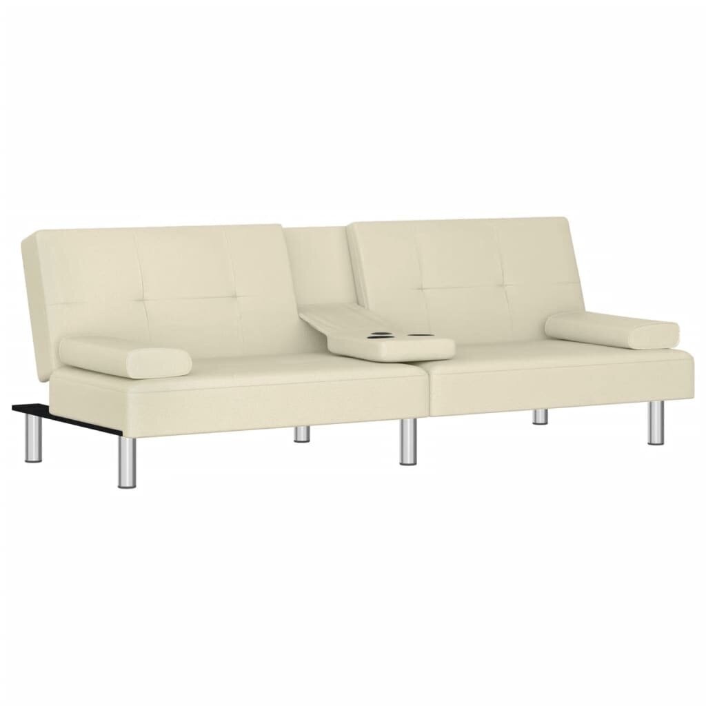 Dīvāns ar glāžu turētājiem vidaXL, 200x89x70 cm, krēmkrāsas цена и информация | Dīvāni | 220.lv