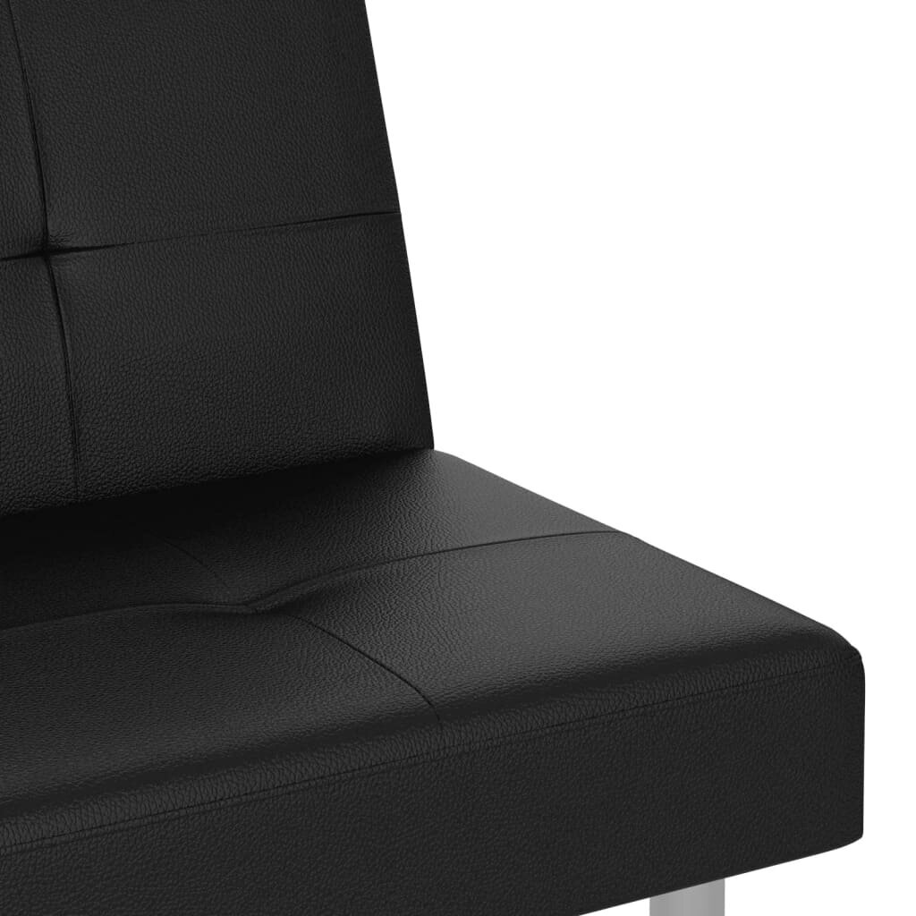 Dīvāns ar glāžu turētājiem vidaXL, 200x89x70 cm, melns cena un informācija | Dīvāni | 220.lv