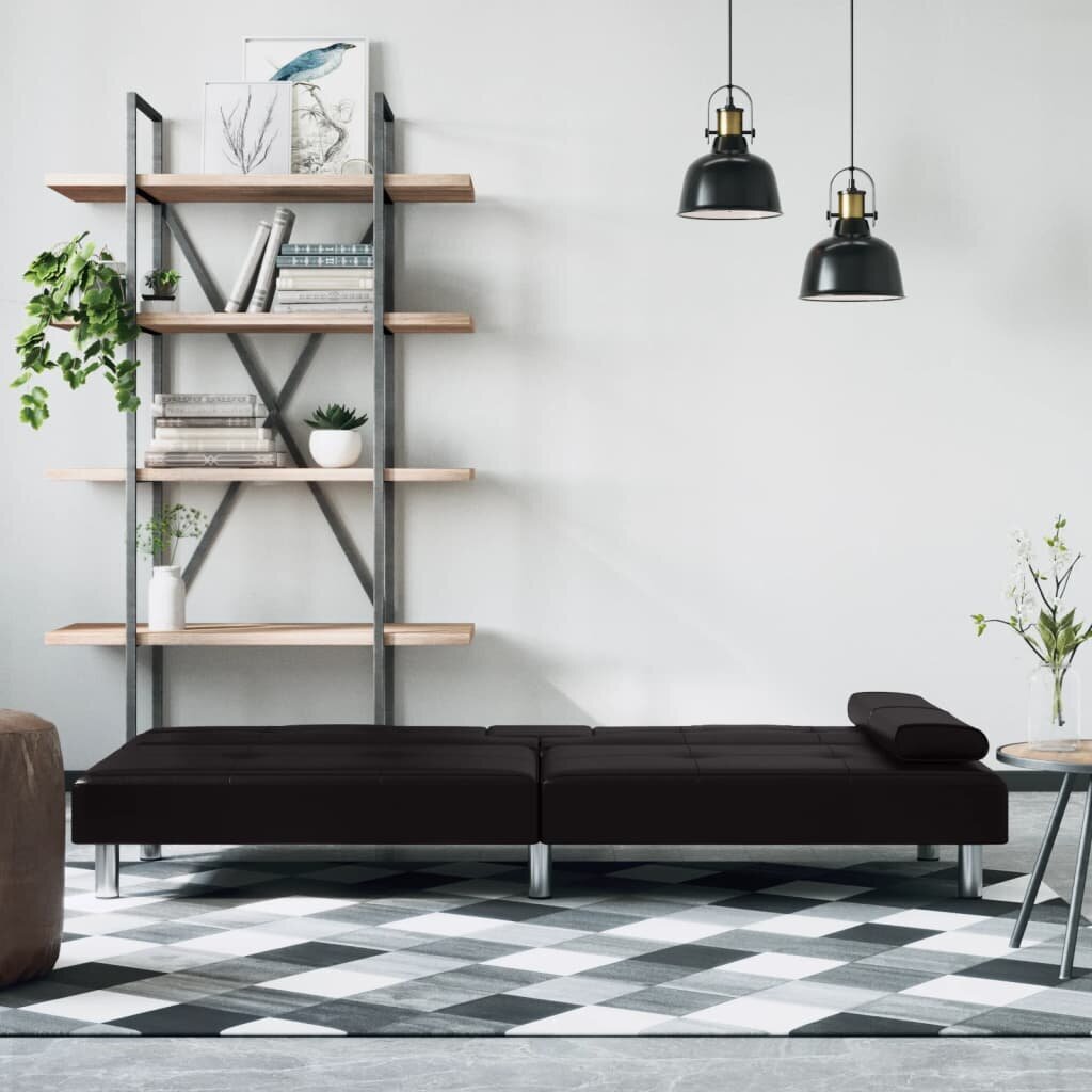 Dīvāns ar glāžu turētājiem vidaXL, 200x89x70 cm, melns цена и информация | Dīvāni | 220.lv