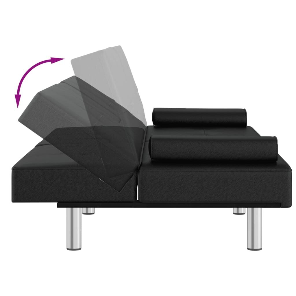 Dīvāns ar glāžu turētājiem vidaXL, 200x89x70 cm, melns цена и информация | Dīvāni | 220.lv