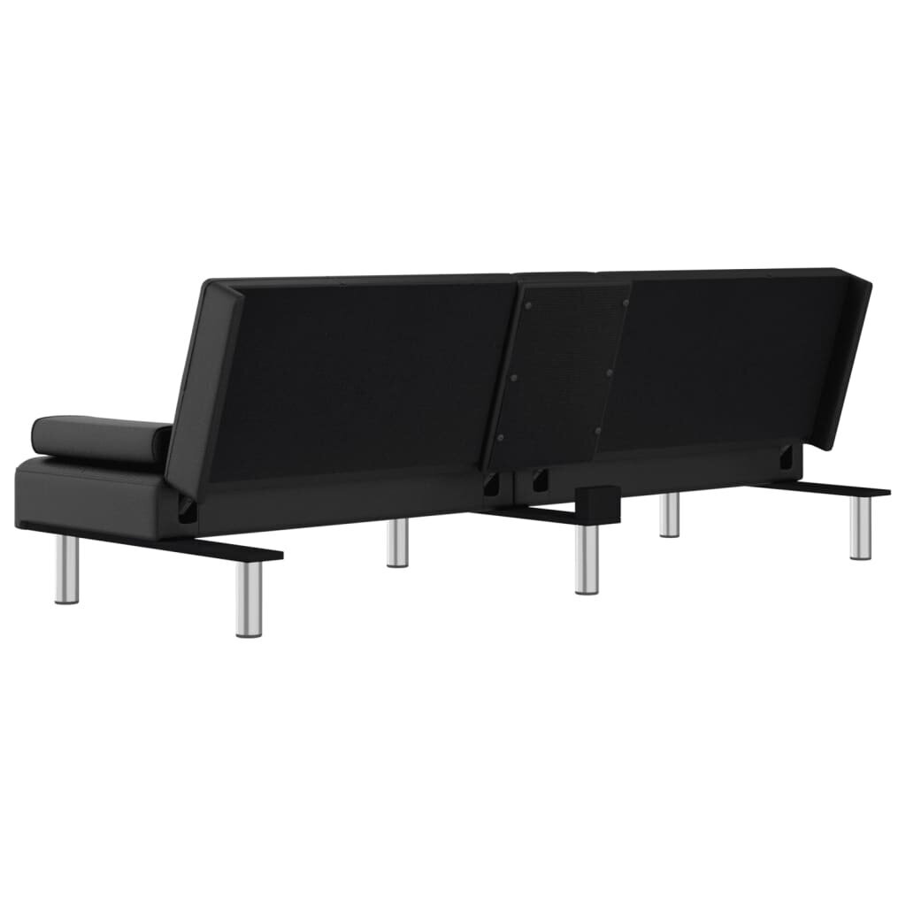 Dīvāns ar glāžu turētājiem vidaXL, 200x89x70 cm, melns cena un informācija | Dīvāni | 220.lv