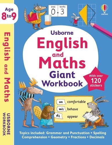 Usborne English and Maths Giant Workbook 8-9 цена и информация | Grāmatas mazuļiem | 220.lv