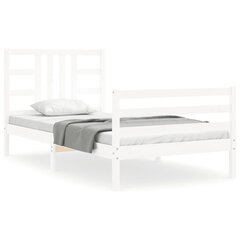 vidaXL gultas rāmis ar galvgali, balts, 100x200 cm, masīvkoks цена и информация | Кровати | 220.lv