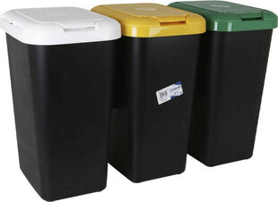 Atkārtoti pārstrādājamo atkritumu tvertne, 3 x 25 l цена и информация | Мусорные баки | 220.lv