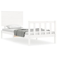 vidaXL gultas rāmis ar galvgali, balts, 100x200 cm, masīvkoks цена и информация | Кровати | 220.lv